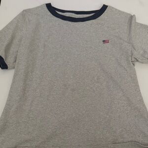 Brandy Melville Gray Tee with Navy Trim